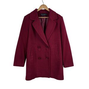 Forecaster of Boston Womens Double Breasted Red Wool Blend Peacoat Sz 8